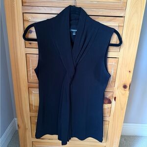 Premise Black Sleeveless Fitted Tie Front Blouse size Sm - No Iron